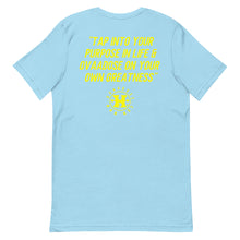 Load image into Gallery viewer, &quot;OVAADOSE LOGO&quot; TEE (YELLOW ON OCEAN BLUE)
